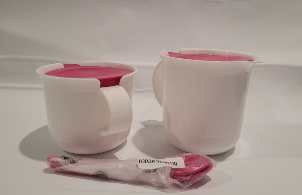 Thumbnail: Tupperware set of 2 tea cups With lids 10 oz