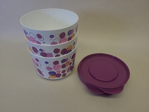 Miniature : Tupperware Party Popping Canisters 3.25 Cup Bowls w/ Seals Set of 3 NEW