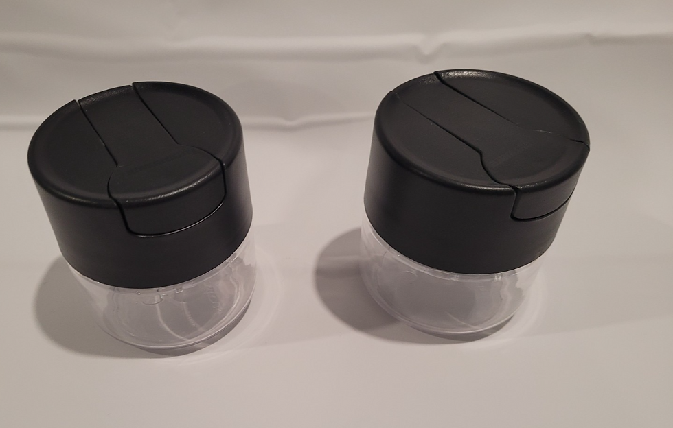 Thumbnail: 2 TUPPERWARE Spice Containers Shakers Lids Black Top Clear Bottom