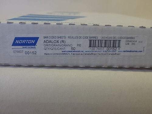 Thumbnail: Norton 9x11 60-Grit T461 Wet/Dry Sandpaper Pack of 50 New