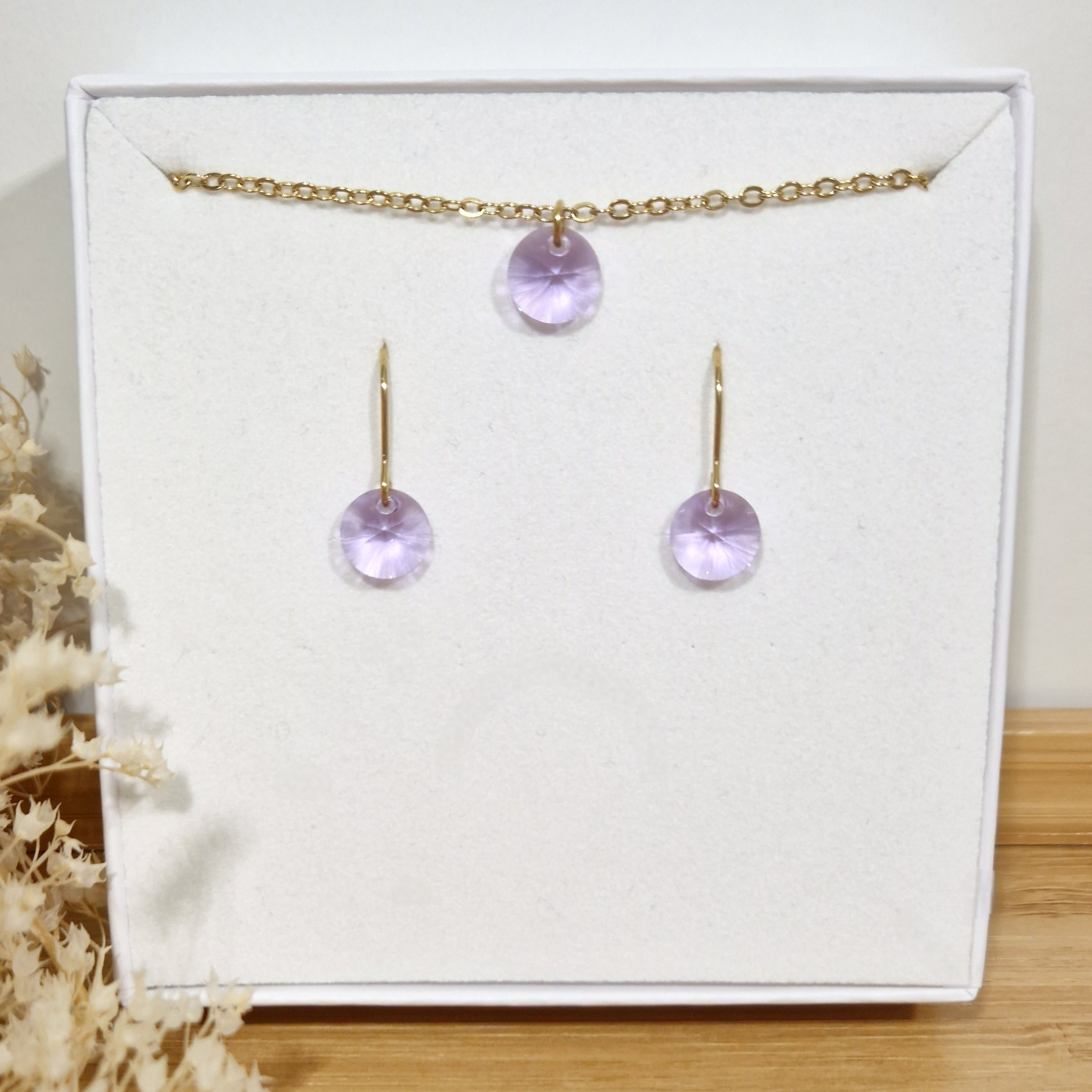 AUREA - Parure bijoux cristaux violets