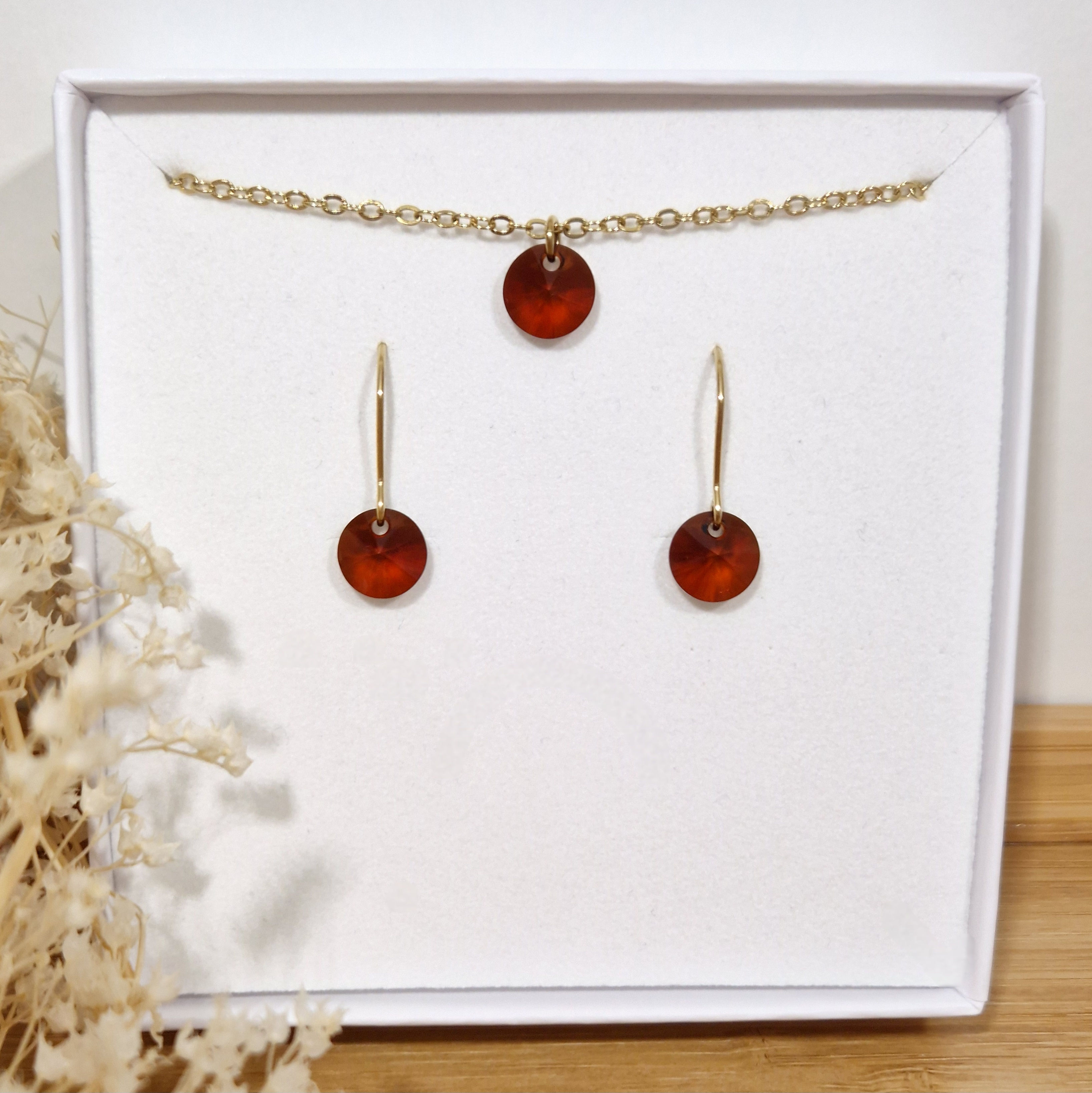 AUREA - Parure bijoux cristaux marrons