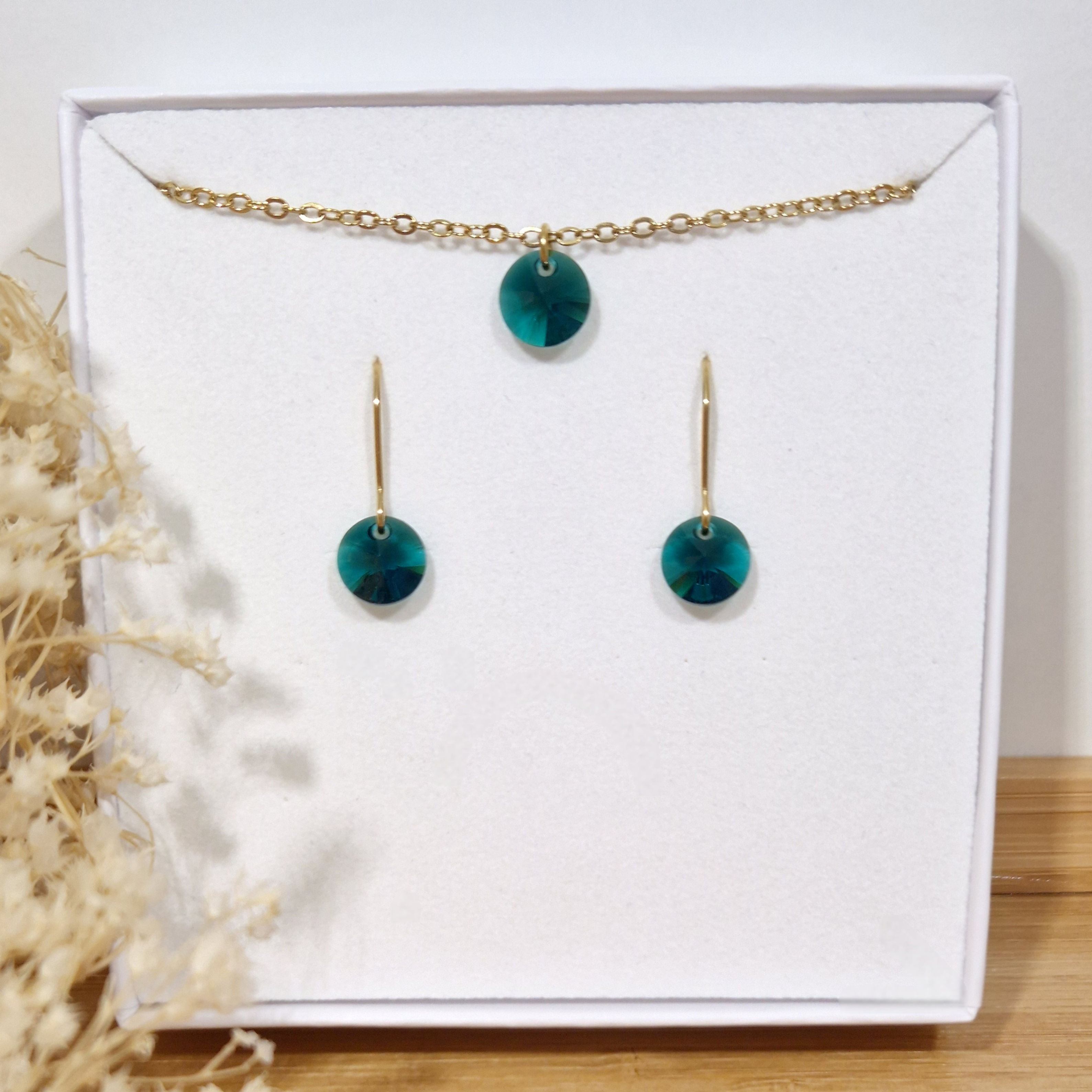 ORLANE - Parure cristaux vert émeraude