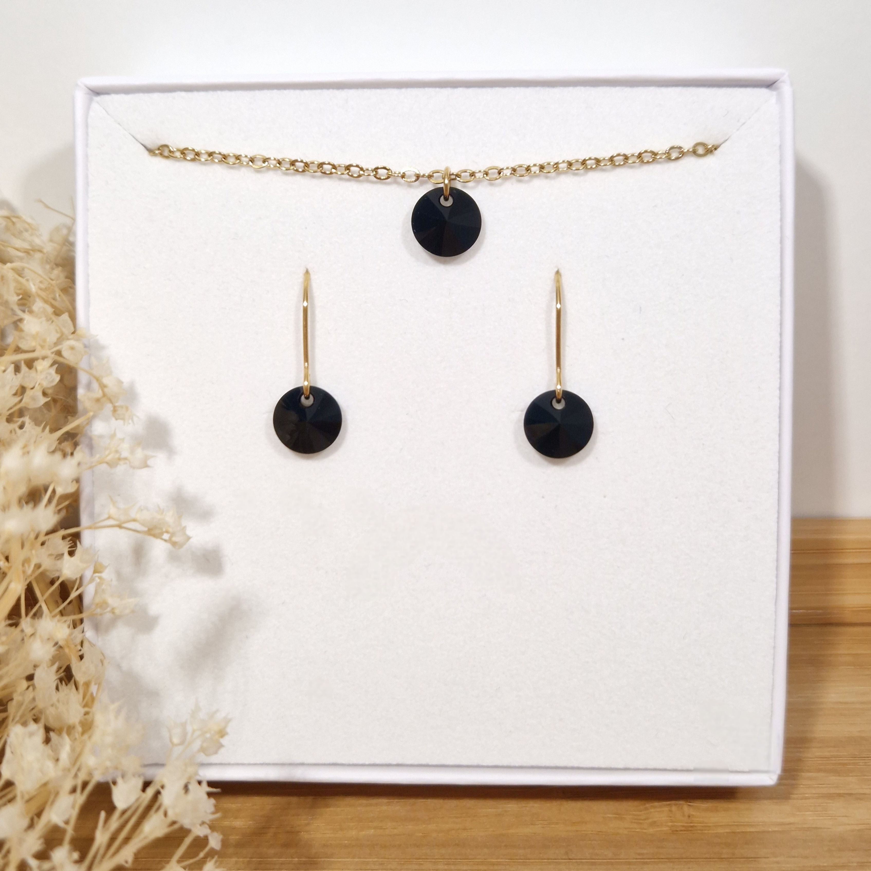 ORLANE - Parure cristaux noirs