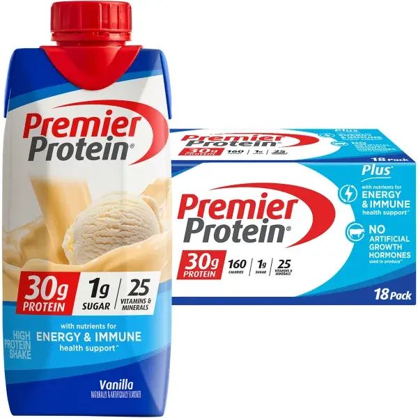 Premier 30g Protein PLUS Energy and Immune Support Shakes, Vanilla, 11 fl oz, 18