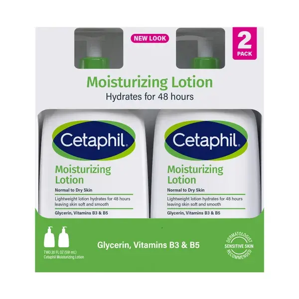 Cetaphil Moisturizing Lotion, Dry to Normal Sensitive Skin, 20 fl oz, 2-count