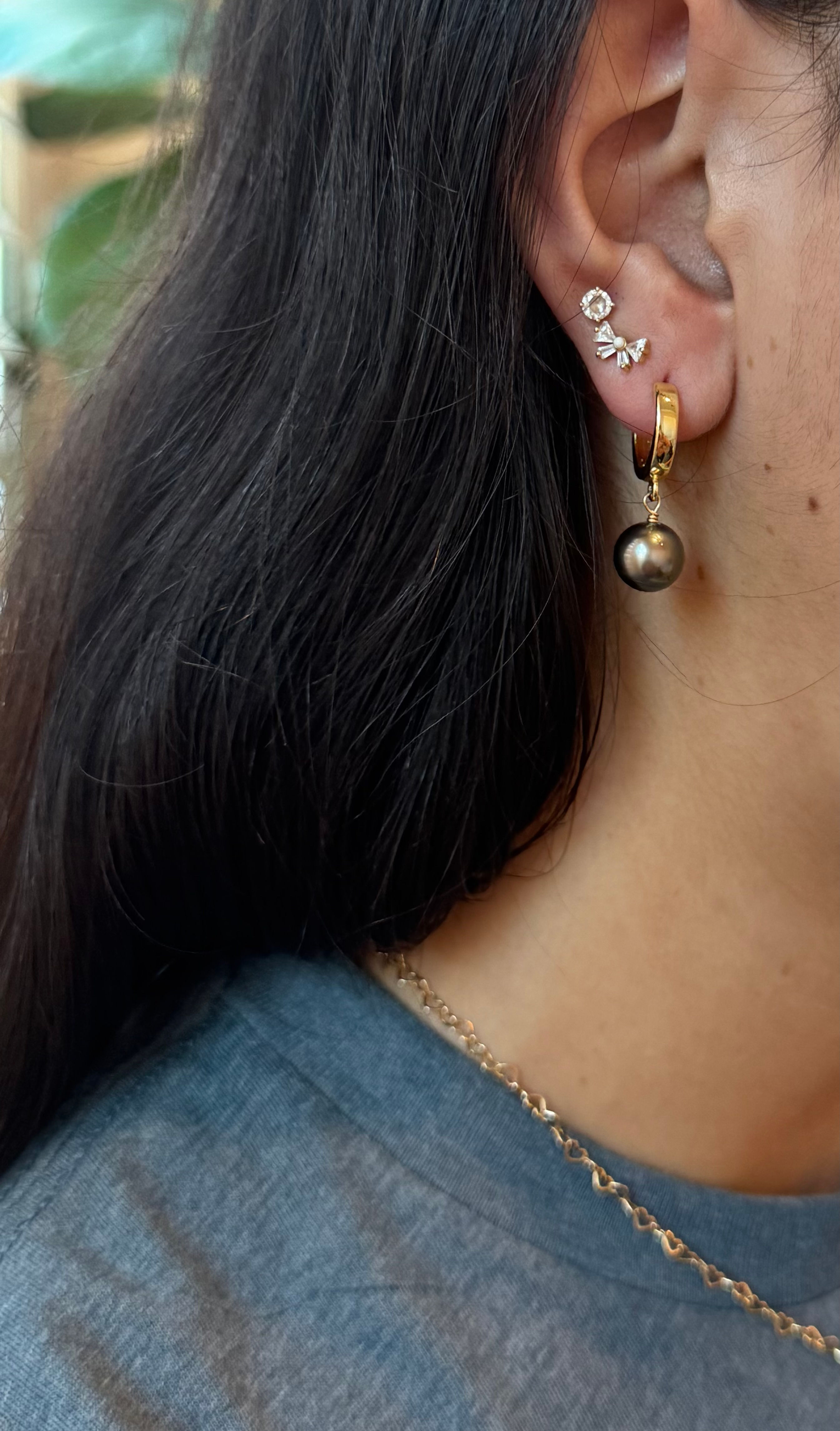 Tahitian Pearl Huggie Earrings