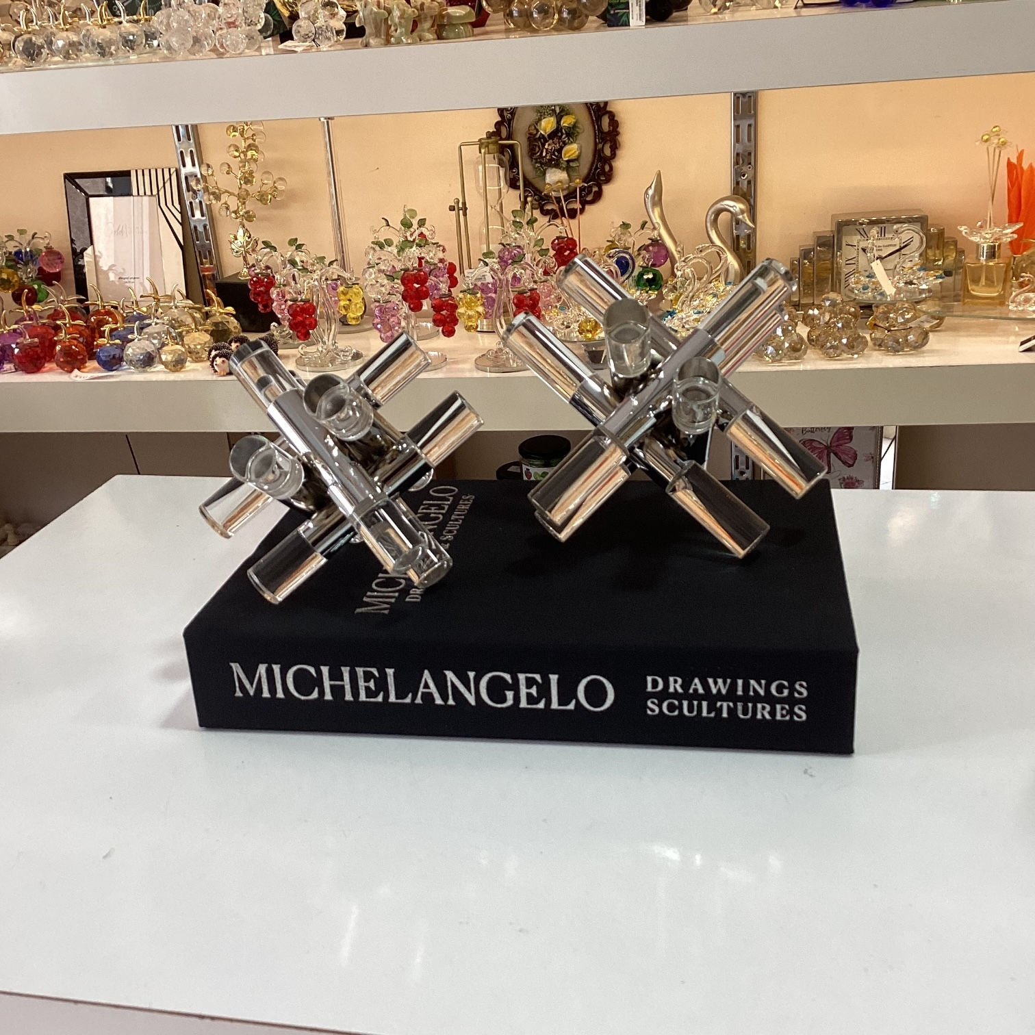 2’li Dekoratif Çubuk Obje Gümüş Renk