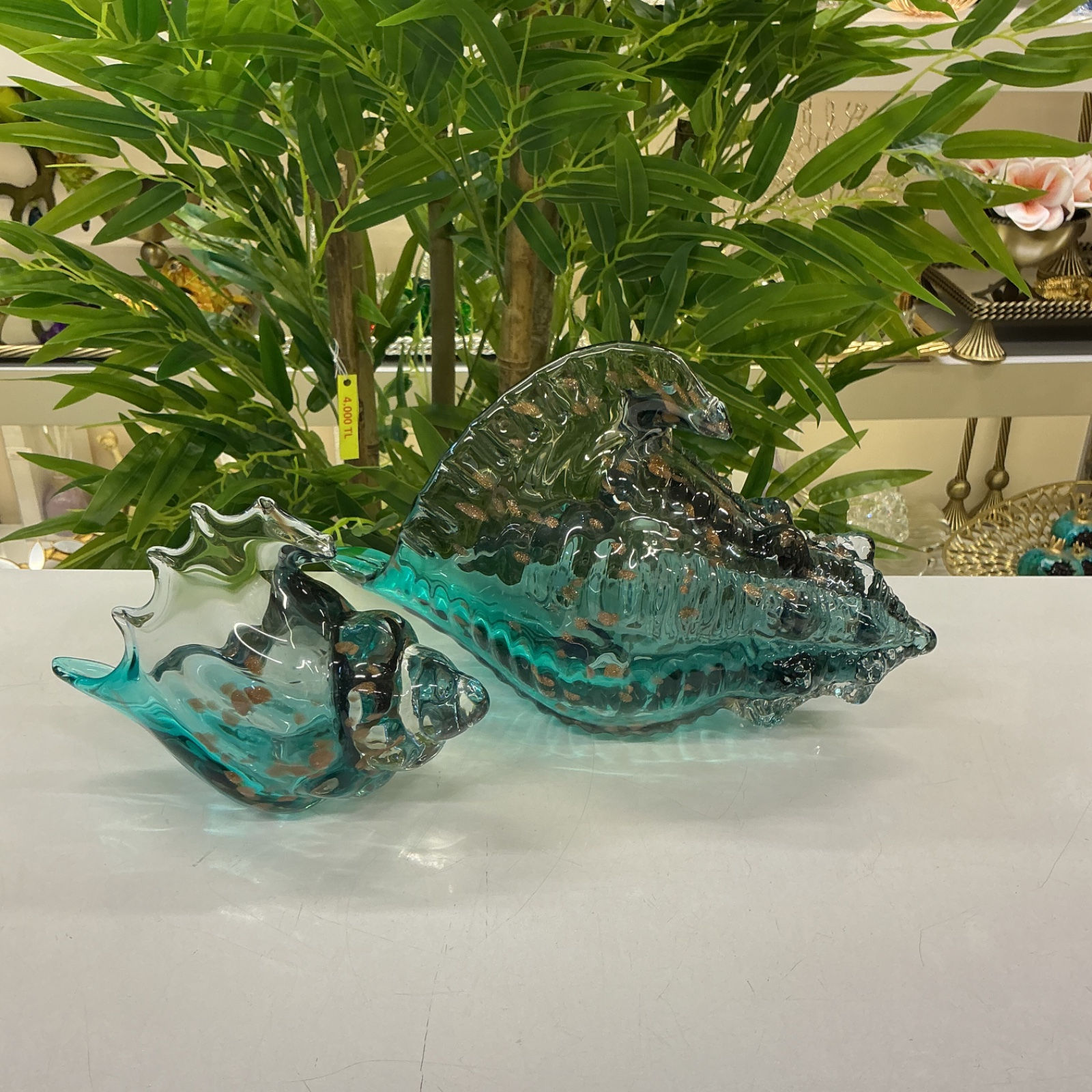 Dekoratif Deniz Kabuğu 2'li Set Turkuaz&Füme