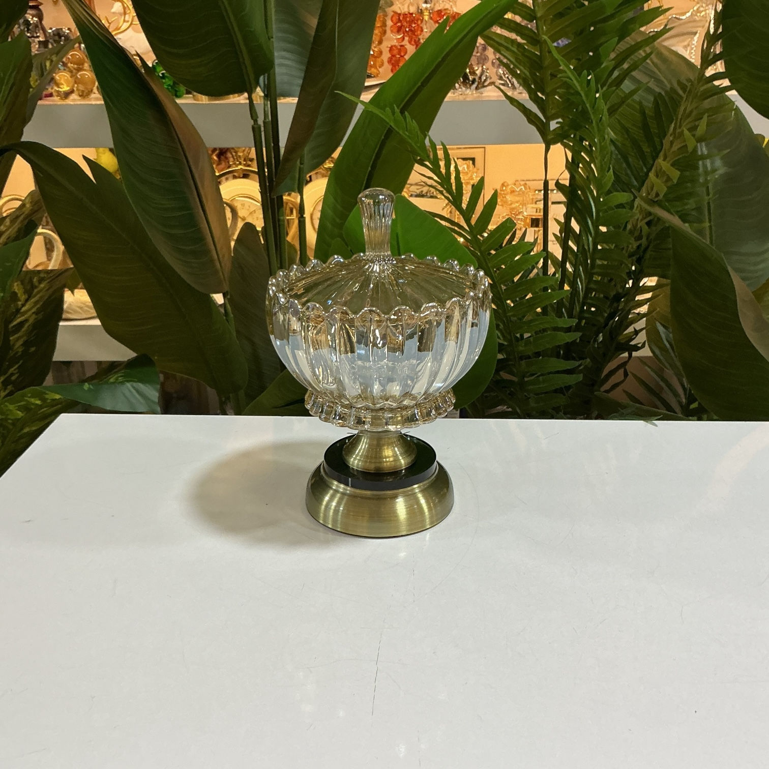 Lüks Ayaklı Cam Şekerlik Eskitme Renk