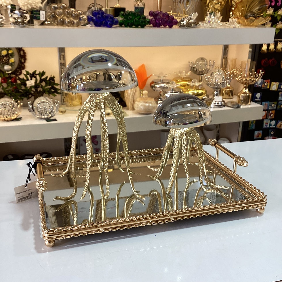 Küçük resim: 2 li Dekoratif Ahtapot Obje Gold Renk