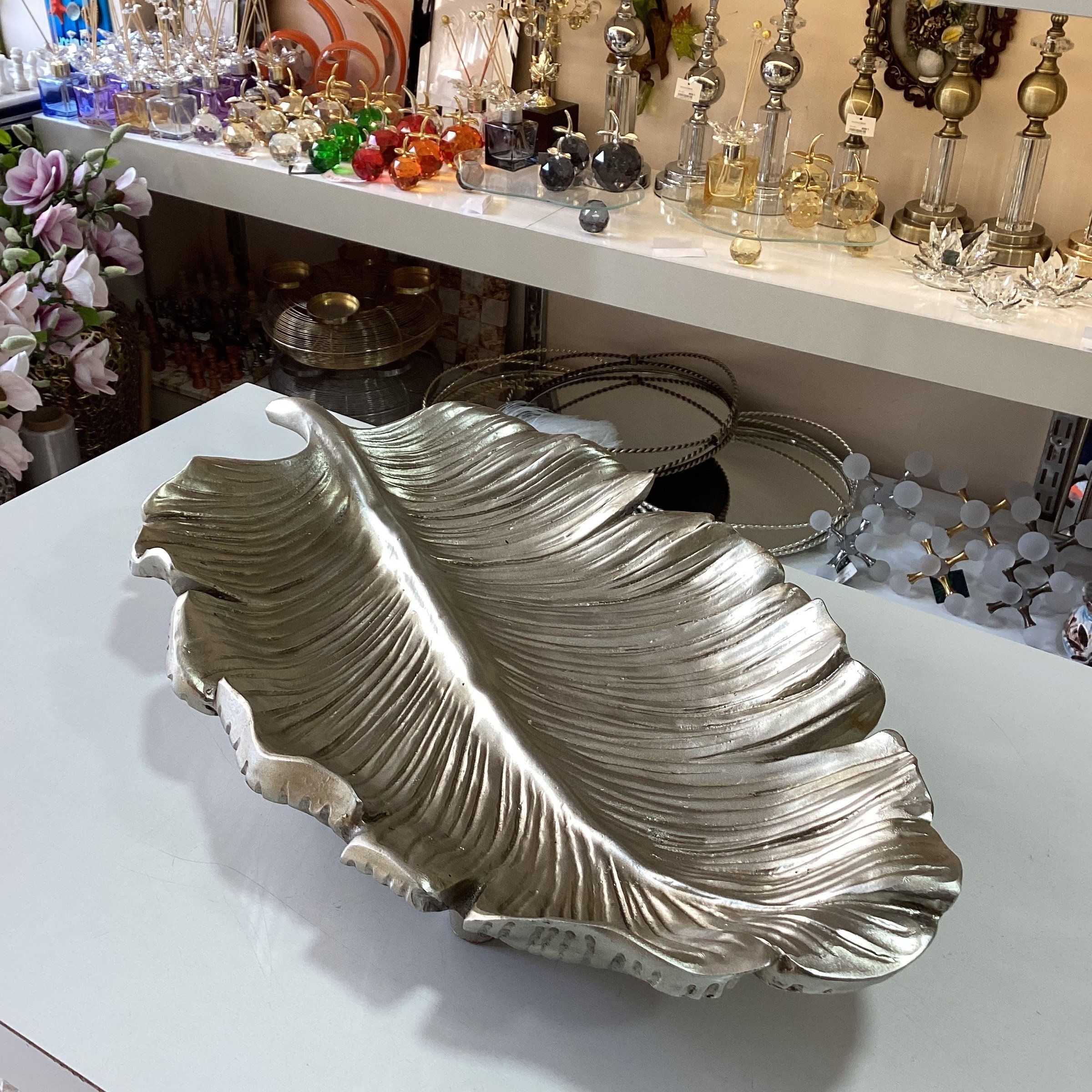 Dekoratif Yaprak Gümüş Tabak