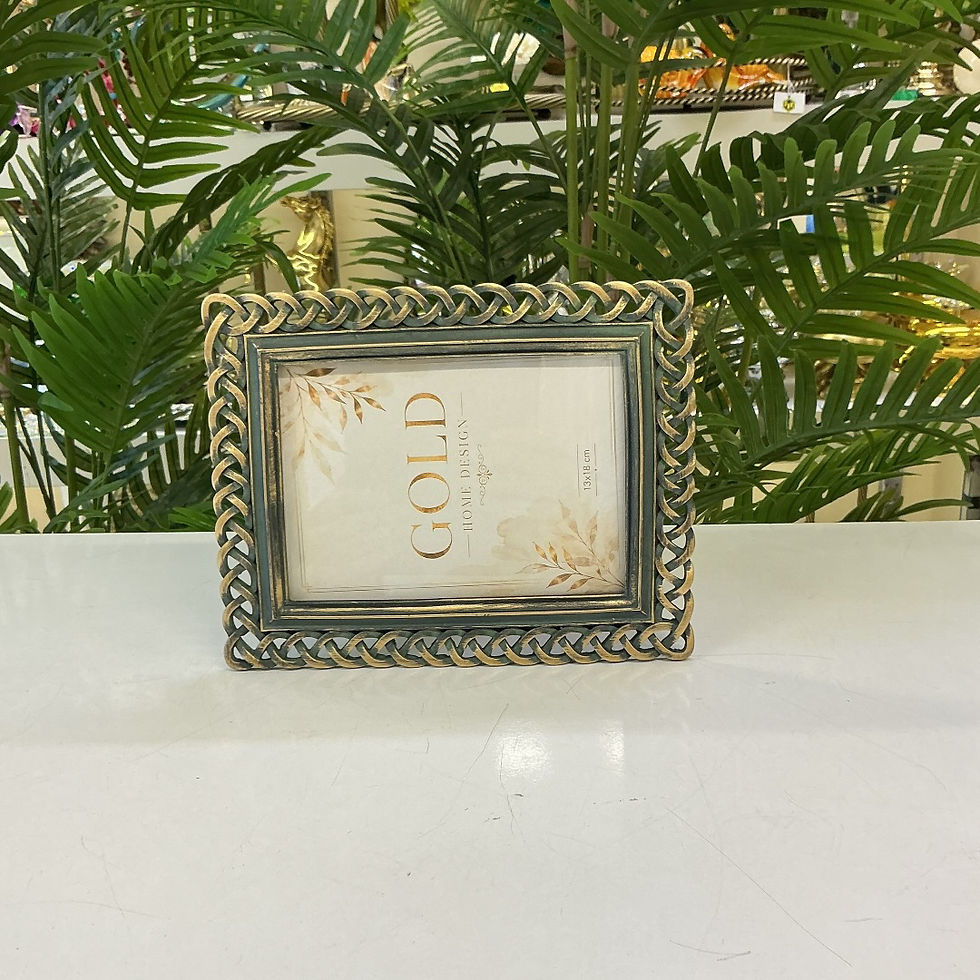 Küçük resim: Dekoratif Örgü Desenli Fotoğraf Çerçevesi 13x18 cm l Küf Yeşili