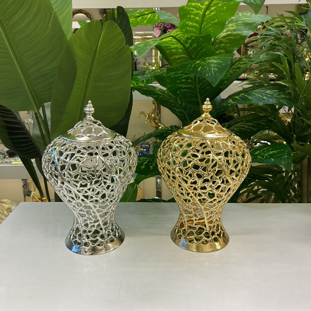 Pirinç Dekoratif Kapaklı Küp – 33 cm