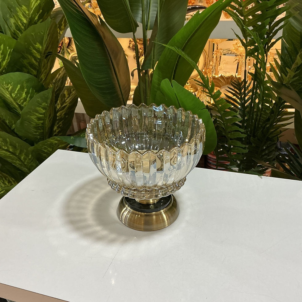 Küçük resim: Ayaklı Yuvarlak Cam Kase | Dekoratif Şekerlik & Sunum Kasesi | Eskitme Renk