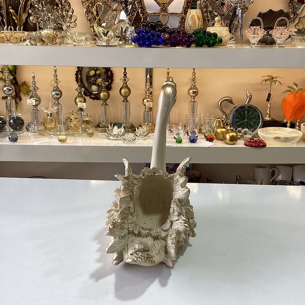 Küçük resim: Dekoratif Kuğu Biblo Şekerlik Beyaz