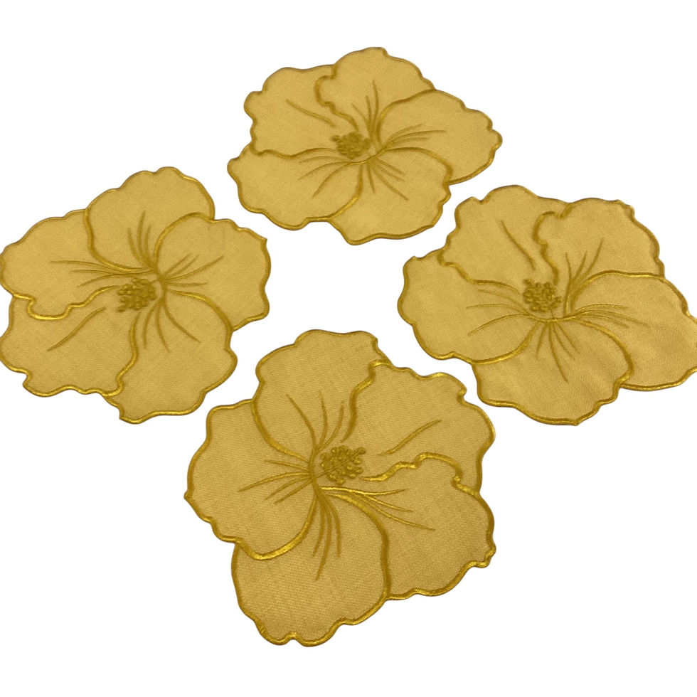 4’lü Çiçek Desenli Kokteyl Peçetesi Sarı Renk