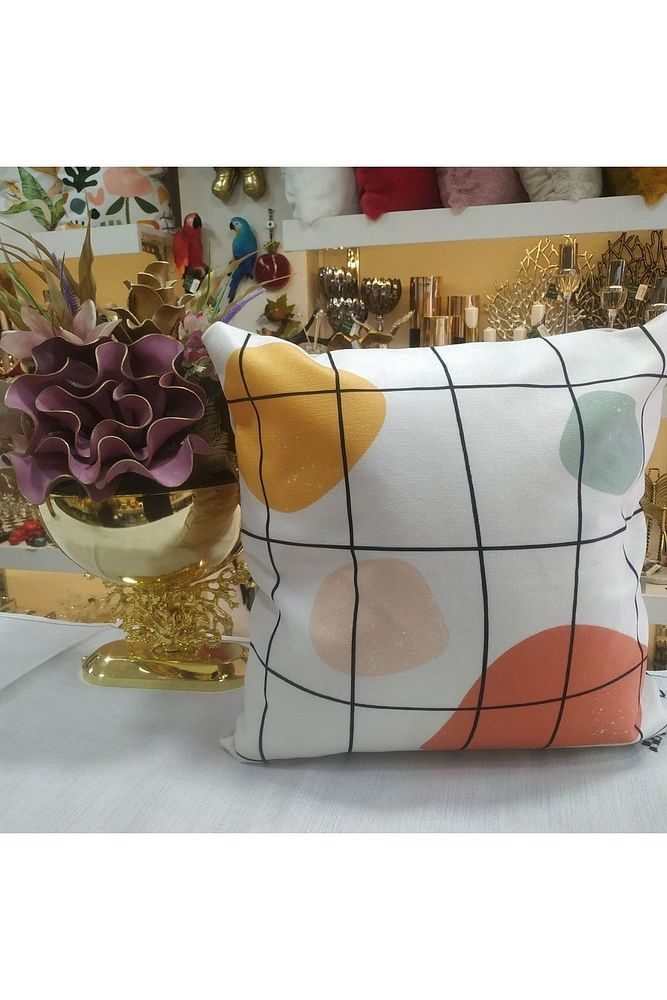 Geometrik Desenli Kırlent Kılıfı