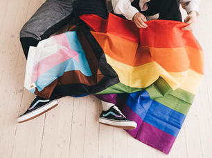 Abstract Pride colours representing LGBTQIA+ mental health, minority stress and community care.