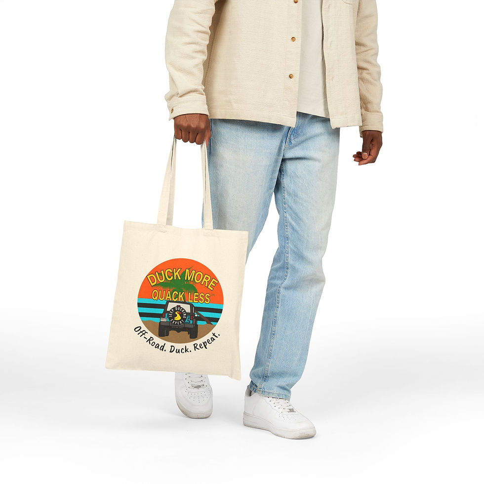 Thumbnail: Duck More Quack Less™ Tropical Jeep Duck Tote Bag - Duck Duck Jeep Gift