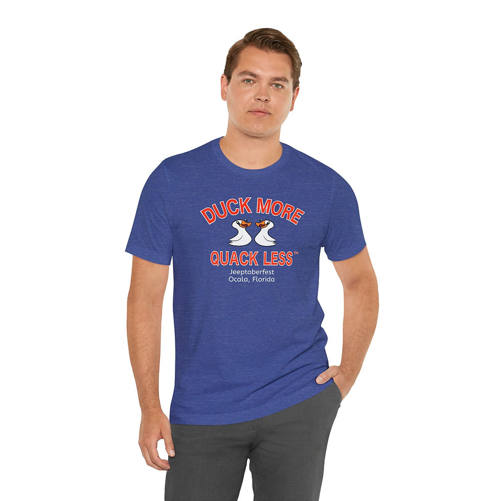 Thumbnail: Blue Duck More Quack Less™  T-Shirt (Personalize It!) - Jeep Ducking Apparel for Jeep Owners on a person