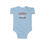 Thumbnail: Cute onesie in light blue featuring HALL825's playful "Duck More Quack Less" slogan and Jeep ducks