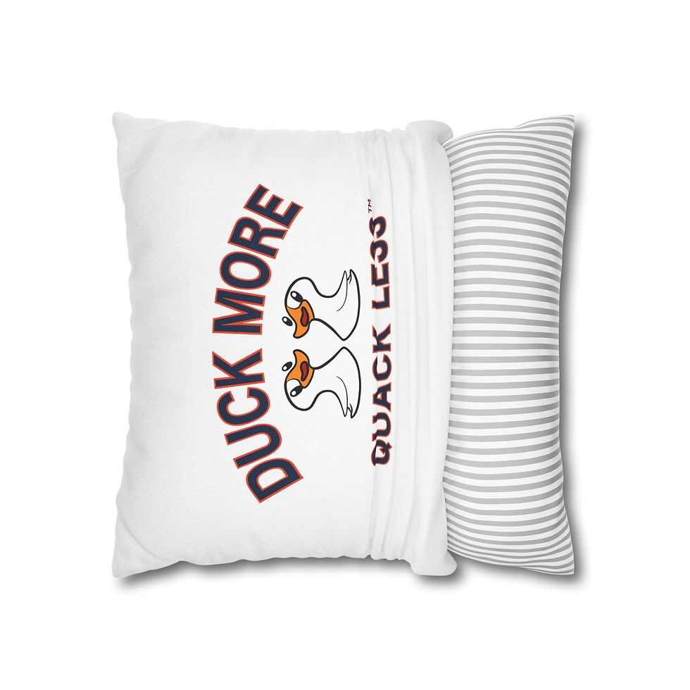 Thumbnail: Pillow with "Duck More Quack Less" Logo (Casing)