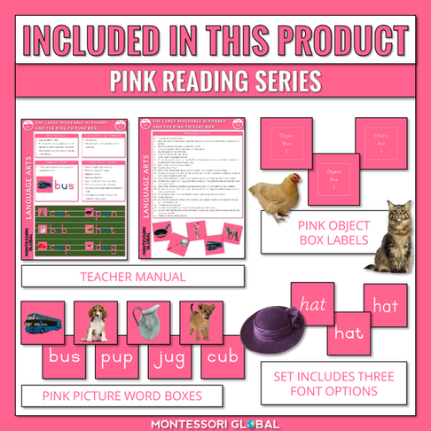 Montessori Reading Materials - Printable picture and word cards, word lists, phrase cards and booklets.