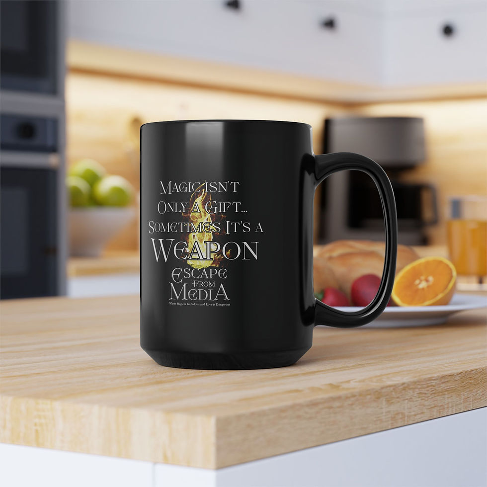 Thumbnail: Black Ceramic Mug - Escape from Media 11oz or 15oz with Book Quote