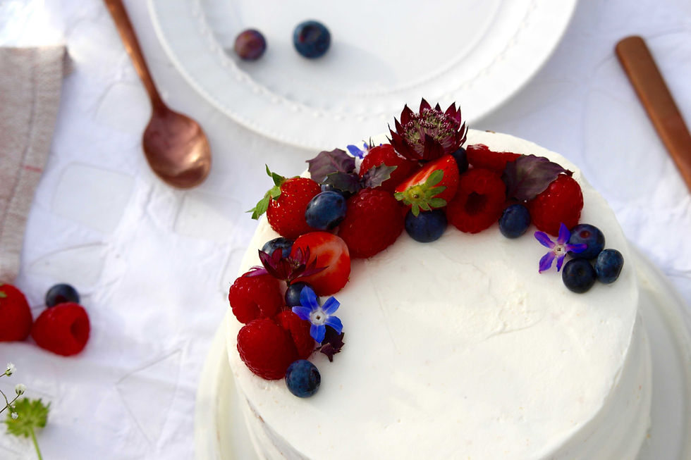sistersjunction - red fruits and mint layer cake (layer cake aux fruits rouges et à la menthe)