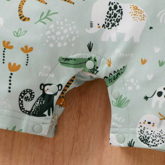 Thumbnail: IURNXB Adorable Infant Zoo Animal Print Romper for Boy Newborn Baby Faux