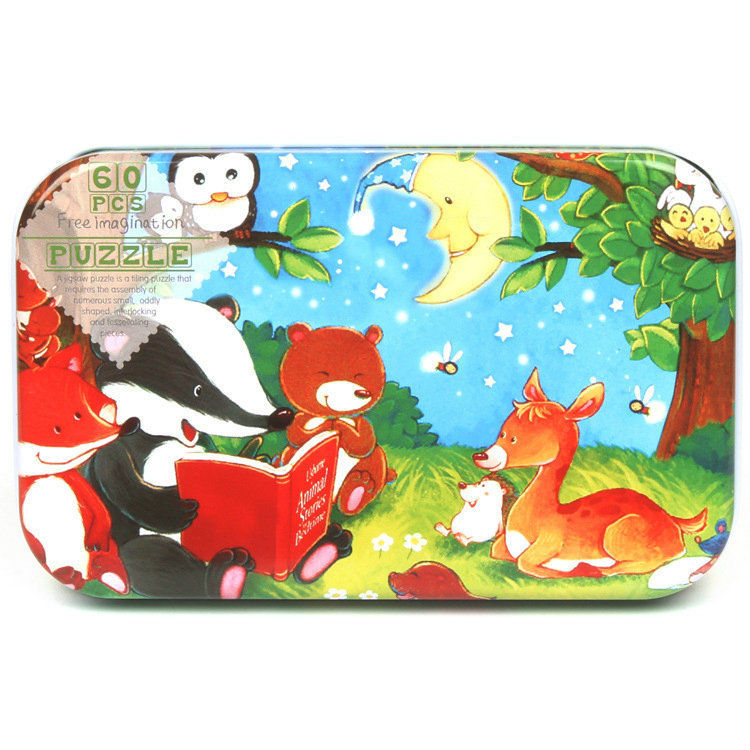Thumbnail: Hot New 60 Pieces Wooden Puzzle Toys for Children Cartoon Vehicle Animal Wood Ji