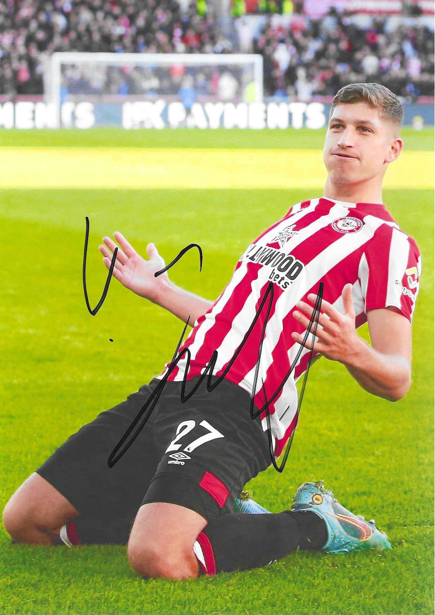 Vitaly Janelt - Brentford - Signed A4 Photo 