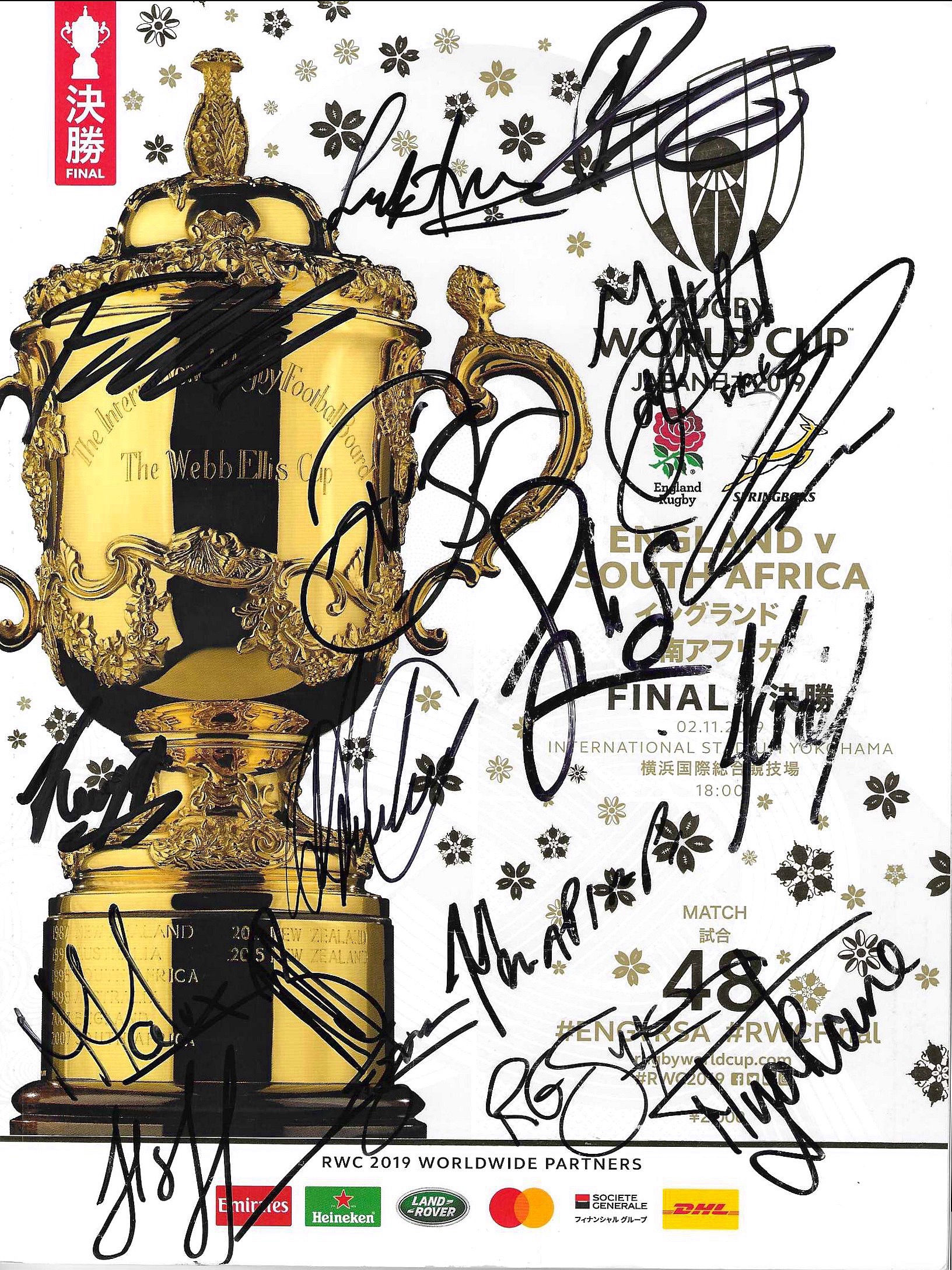 South Africa Rugby 2019 Signed World Cup final programme x17 - KOLISI, FAF + COA