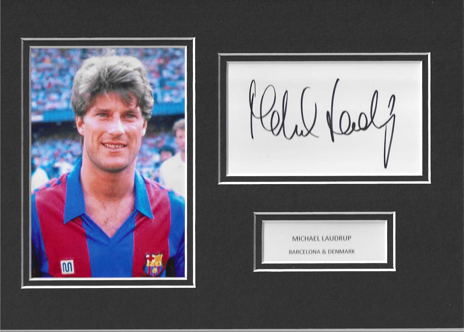 Michael Laudrup - Barcelona & Denmark - Signed A4 Mount 