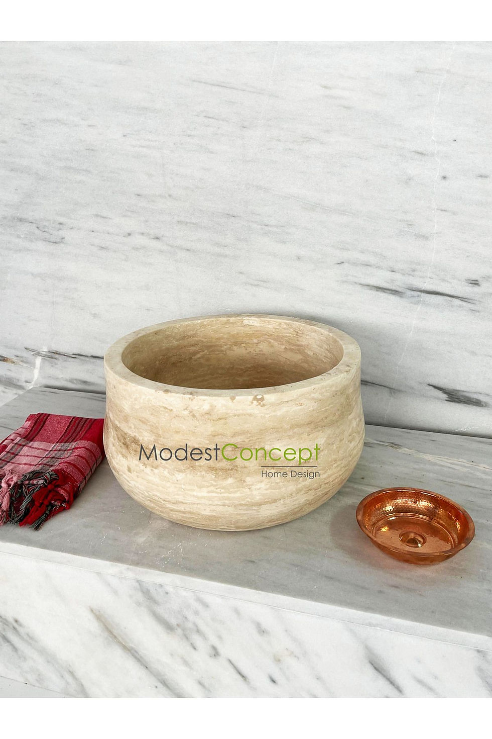 Miniatura: Travertine Marble Basin, Round Basin, Marble Basin