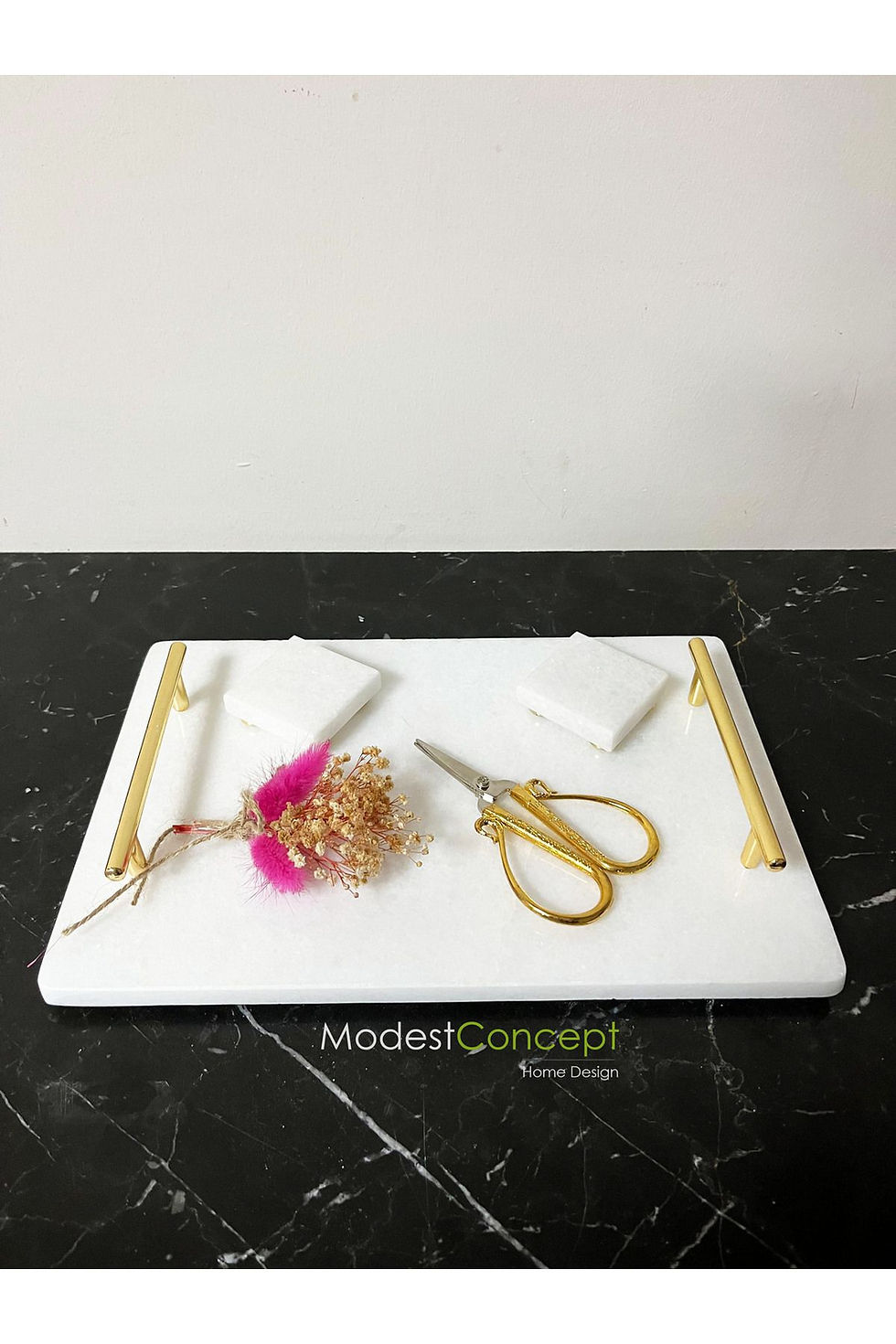 Miniaturbild: Natural Marble Engagement Tray GOLD SET 5 Pieces PLAIN Bianco Series