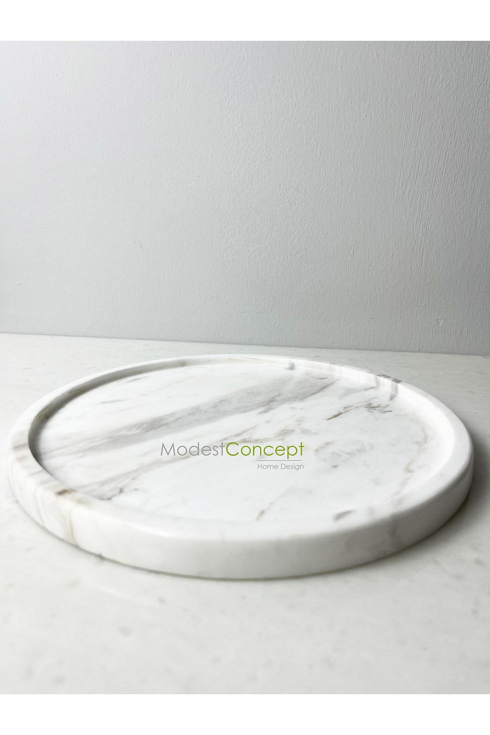 Miniatura: Natural White Marble Round Tray, Presentation Plate, Organizer Volakas White