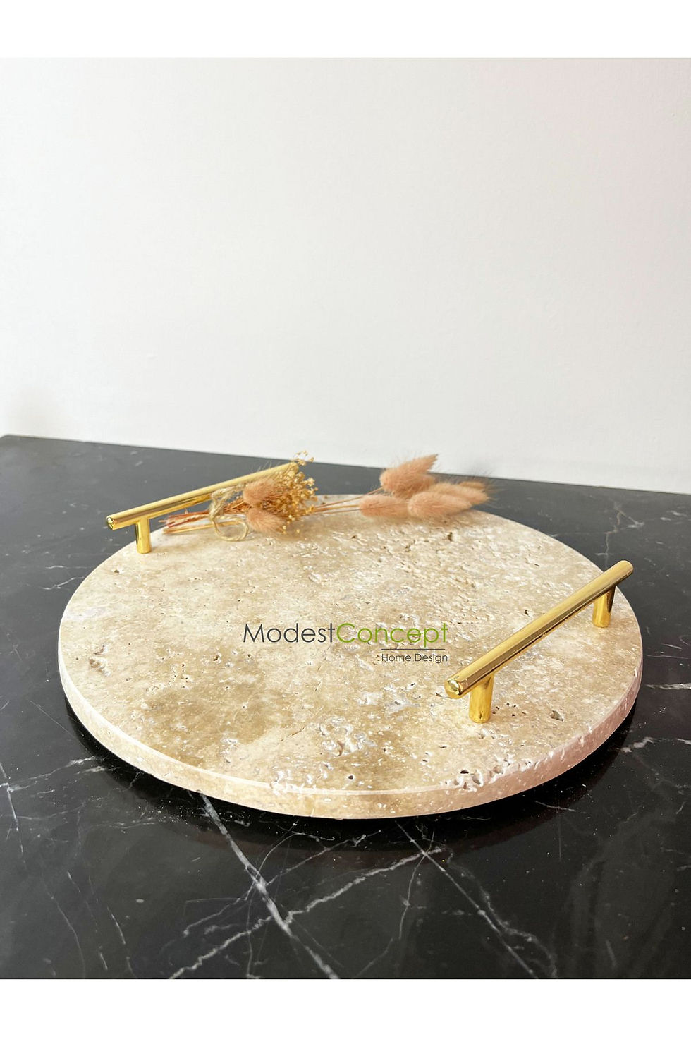Thumbnail: Travertine Marble Tray, Presentation Tray Gold, Engagement Tray
