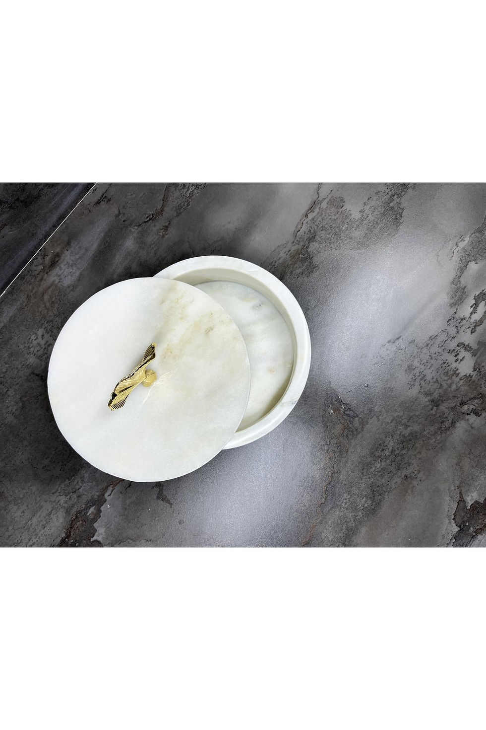 Miniaturbild: Natural Marble Bowl, with Gold Gingko Accessories, Decorative Bowl 17cm