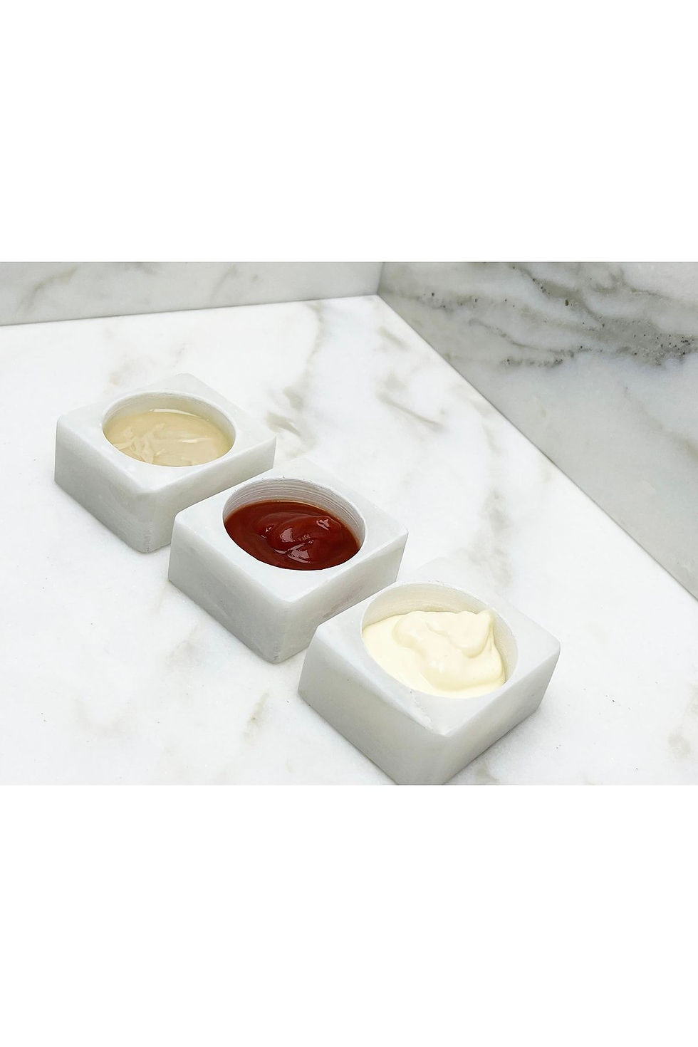Miniatura: Natural Marble Sauce Bowl Set of 3
