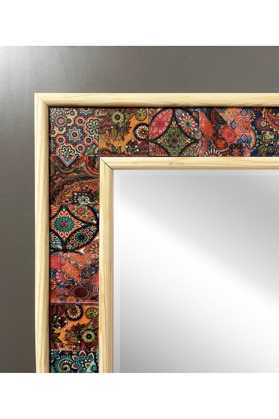 Miniaturbild: Natural Stone Travertin, Mosaic Mirror, Solid Framed 42x32 Anatolian Design