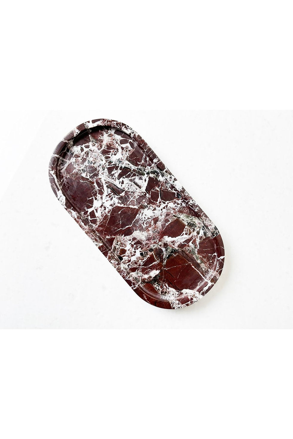 Miniaturbild: Natural Cherry Marble Oval Tray, Bathroom Organizer, Black Marble Rosso Plate
