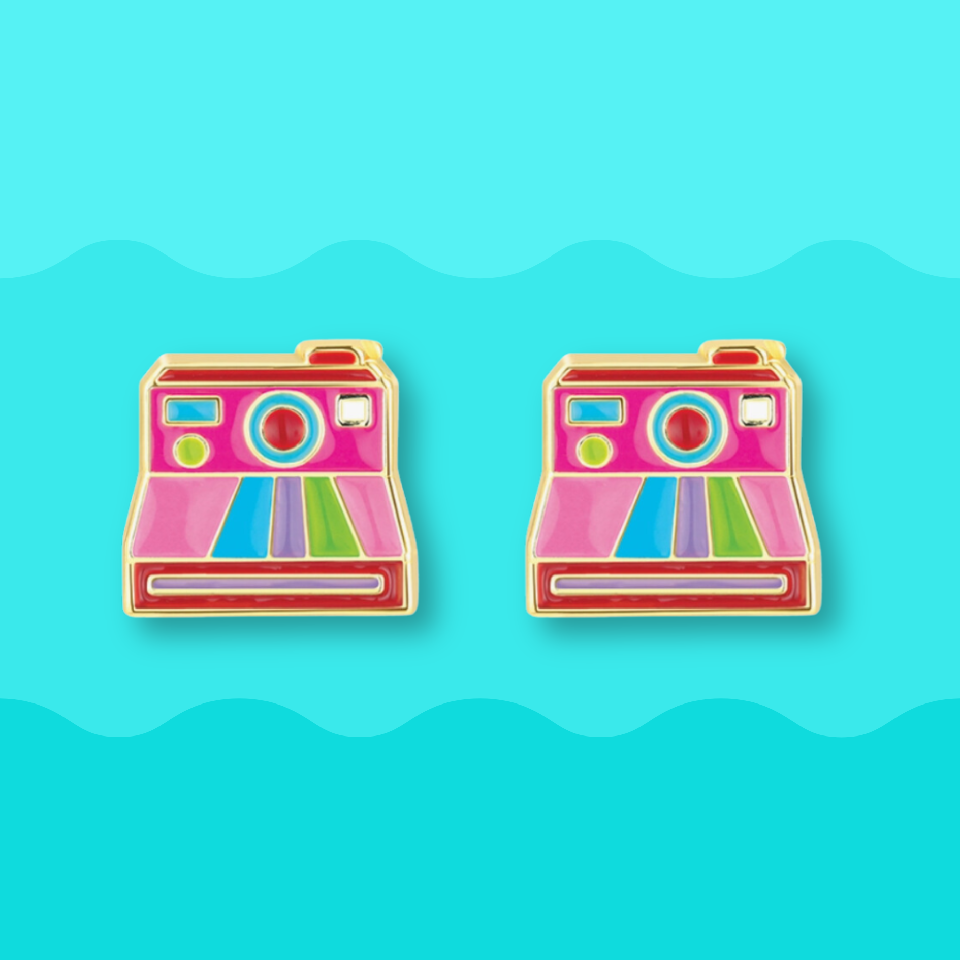 Girl Nation - retro camera cutie stud earrings
