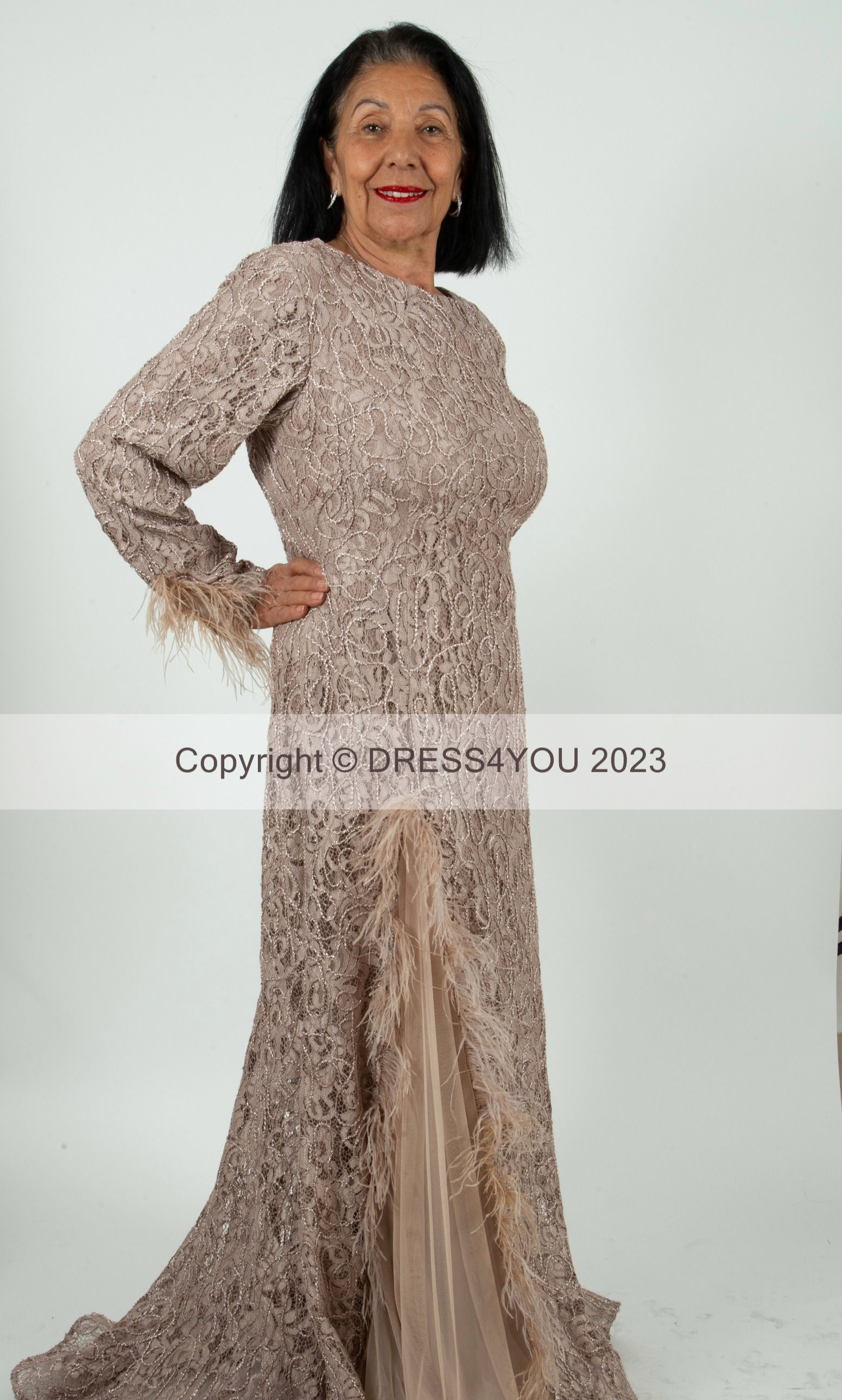 Robe Rose du désert en plumes