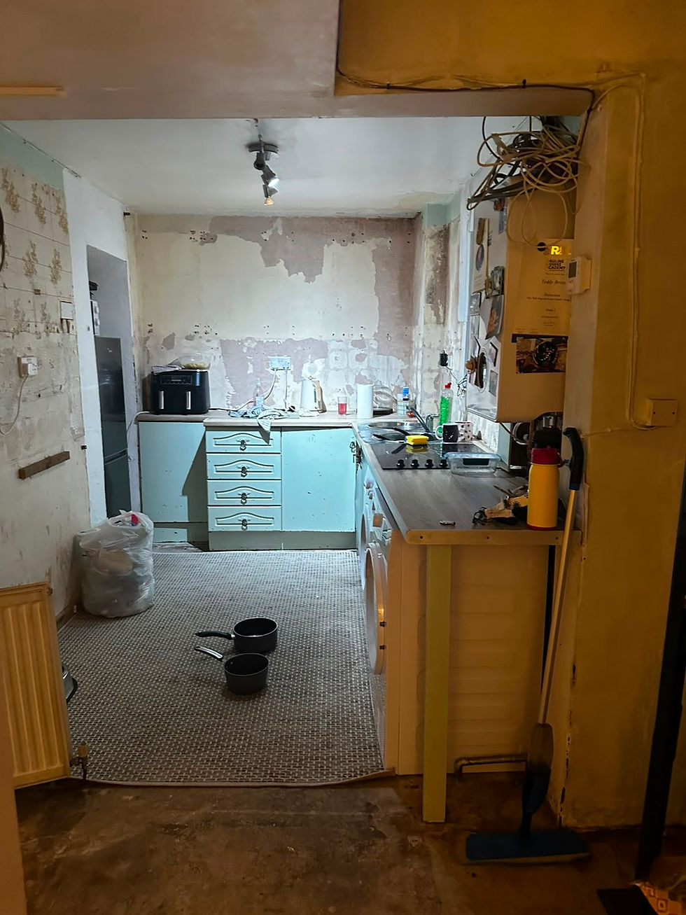 Before photo of kitchen renovations Cornwall in progress.