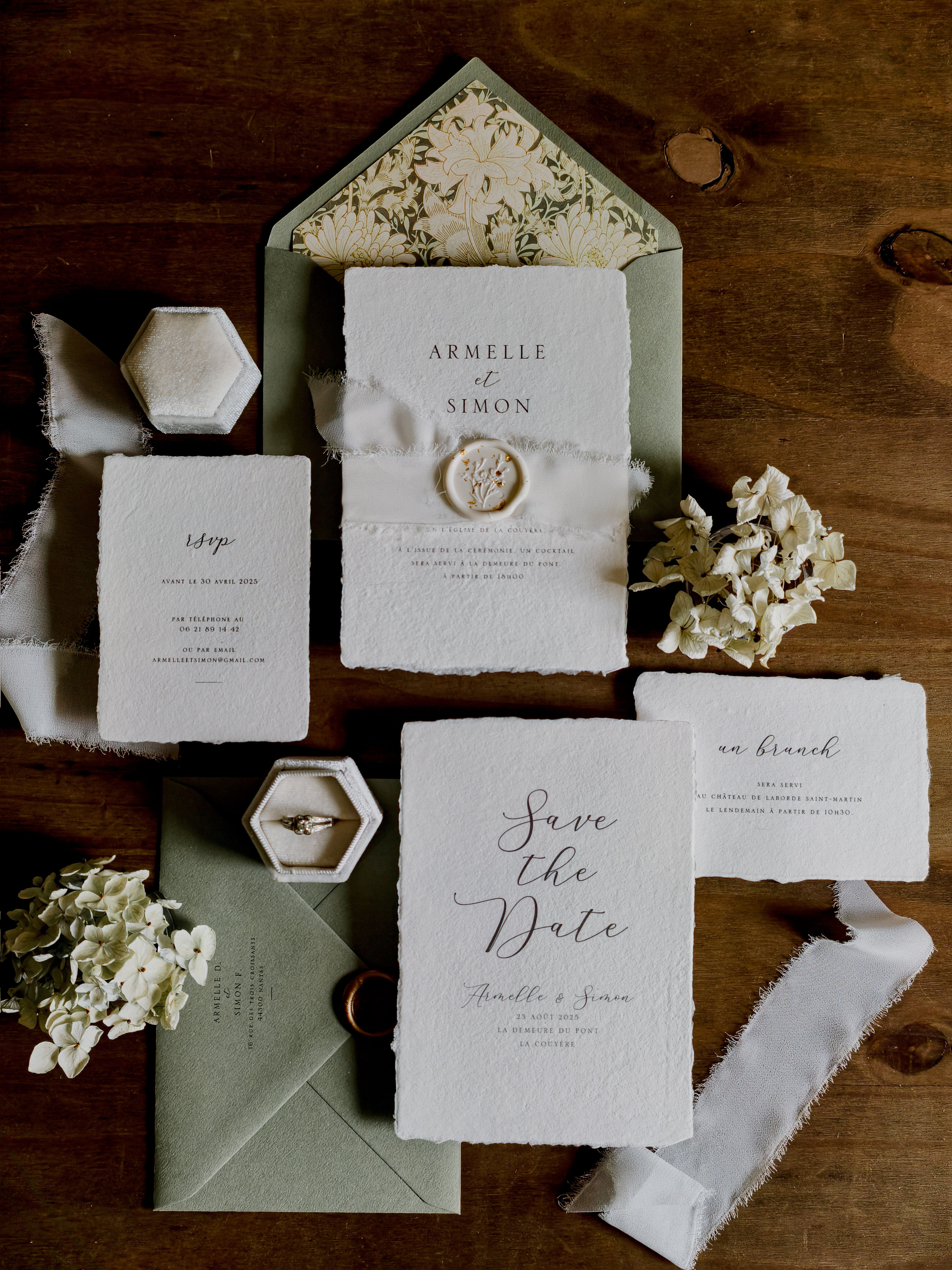 Échantillon faire-part de mariage papier artisanal