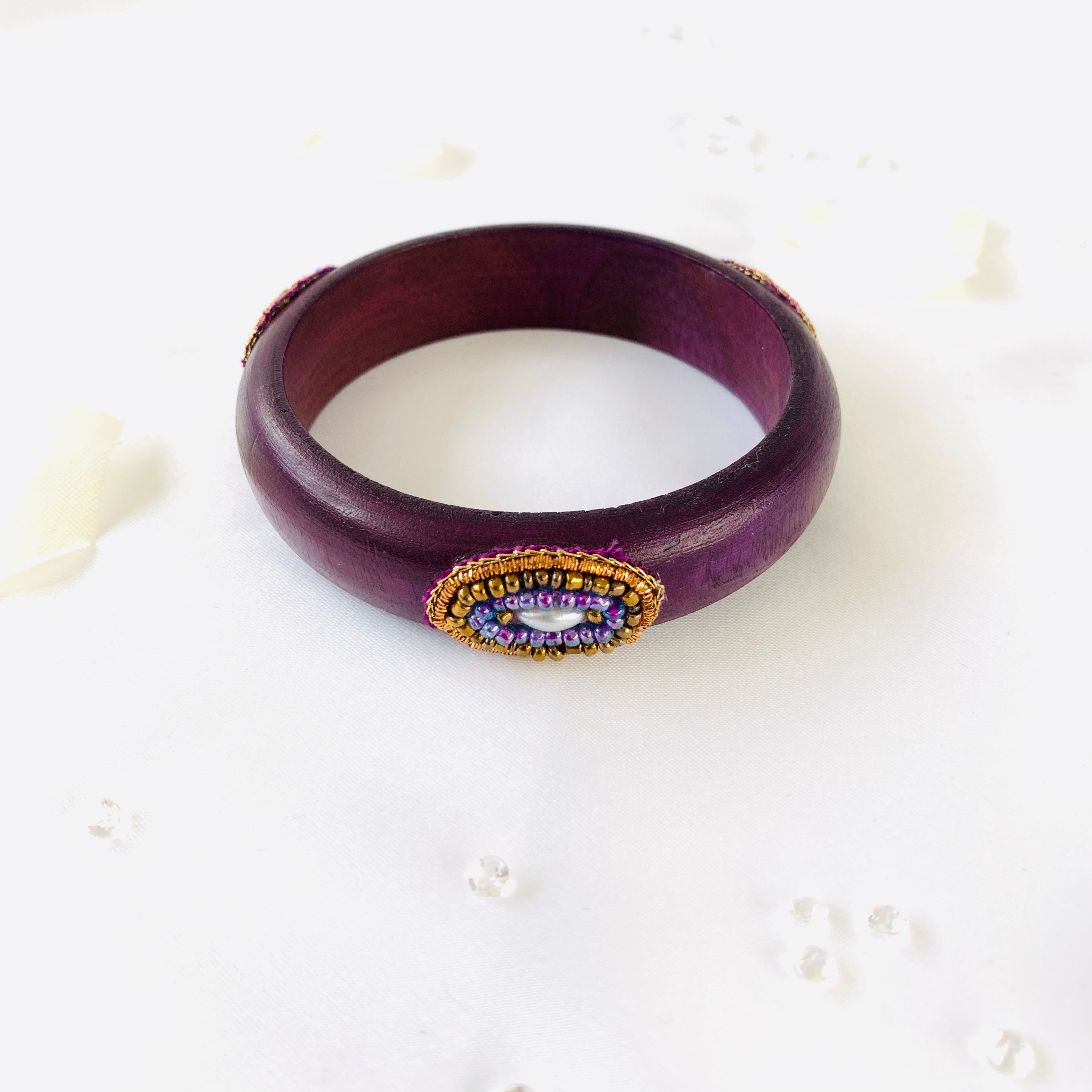 Wooden bangle - Aubergine