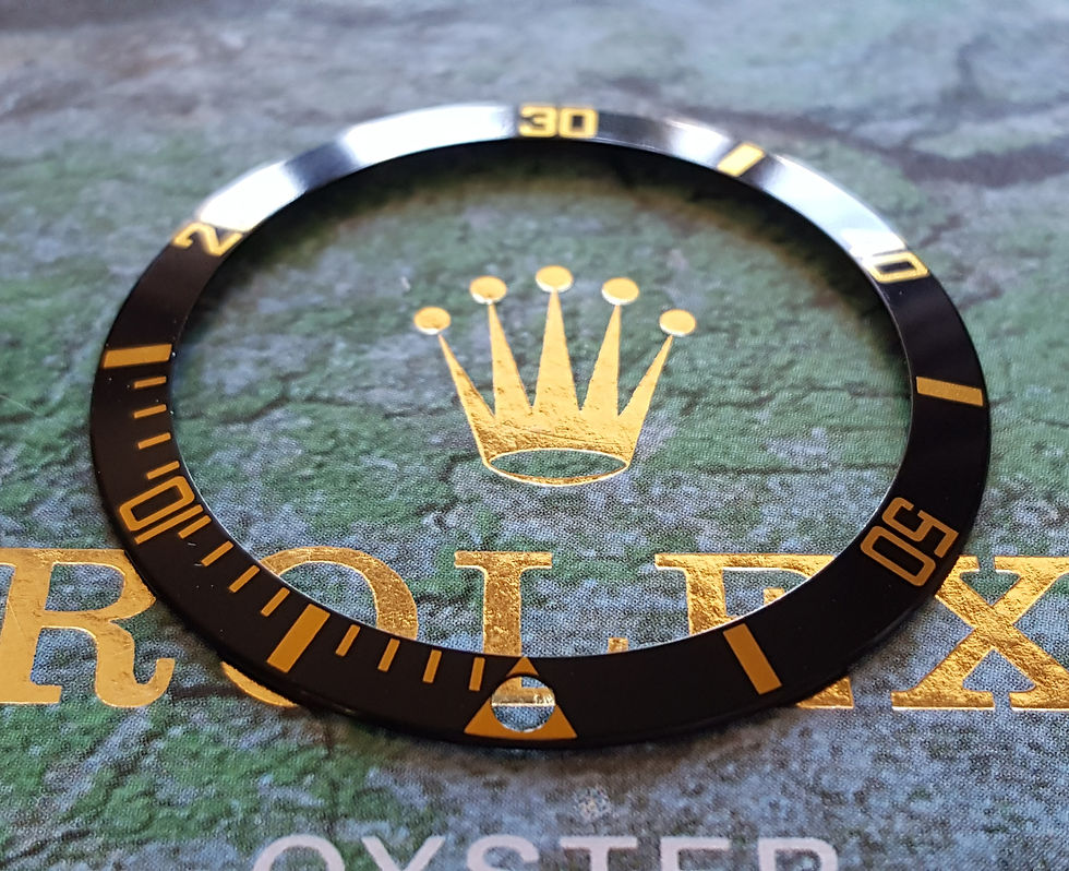 Thumbnail: GENUINE ROLEX 1980-2000's 16613 16618 BLACK/GOLD Submariner Bezel Insert