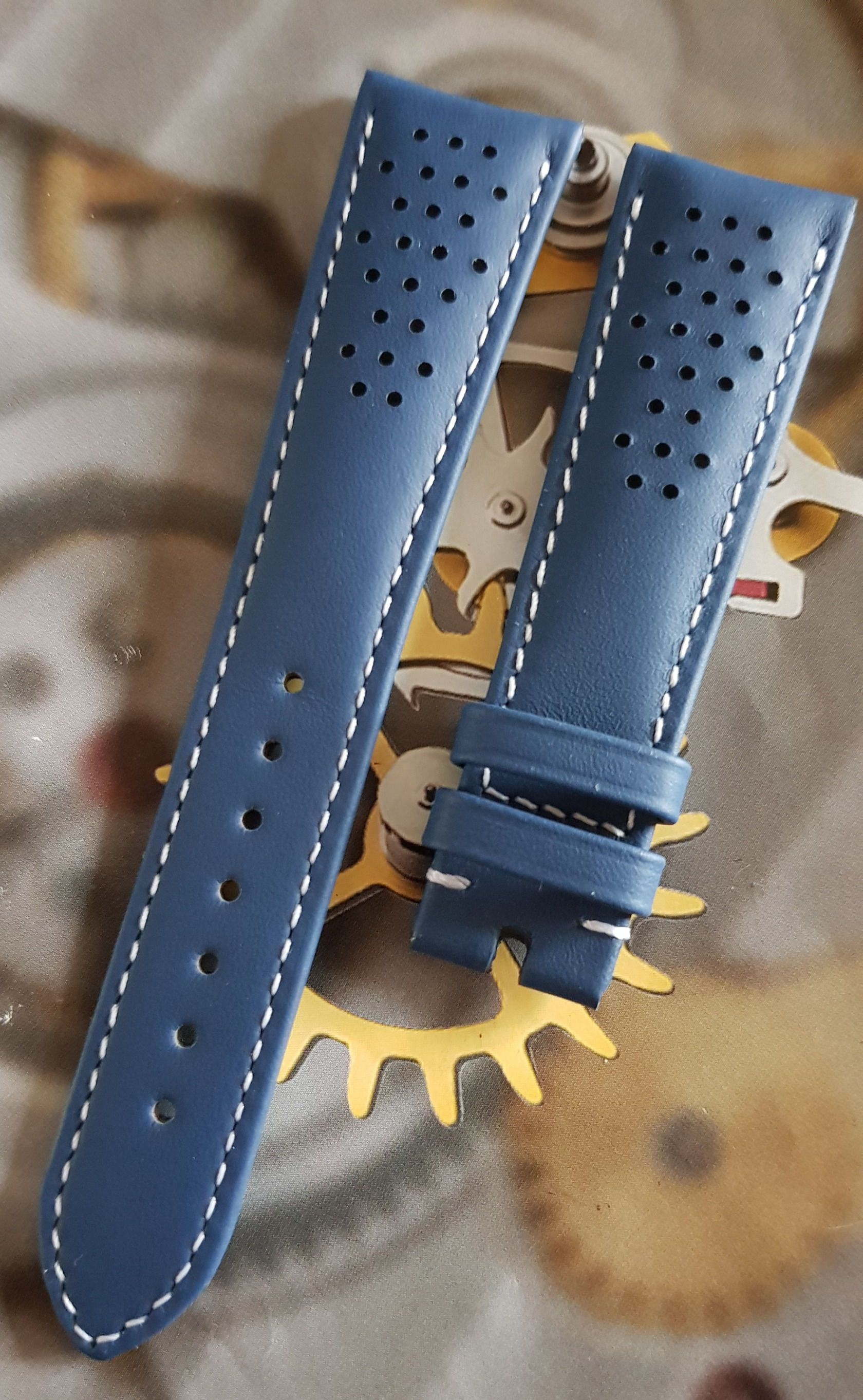 032CUZ010011 Omega Seamaster Olympic 20mm BLUE Leather Pin Buckle Strap